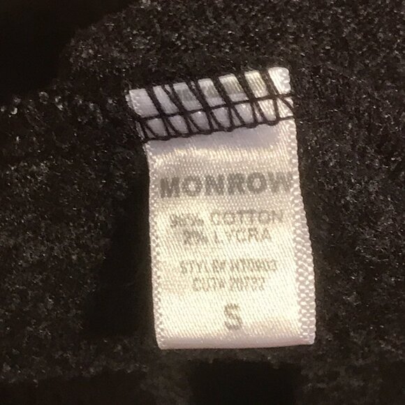 Monrow Mesh Sleeve Snap Button Sweatshirt Mixed Media Size S - Picture 9 of 9